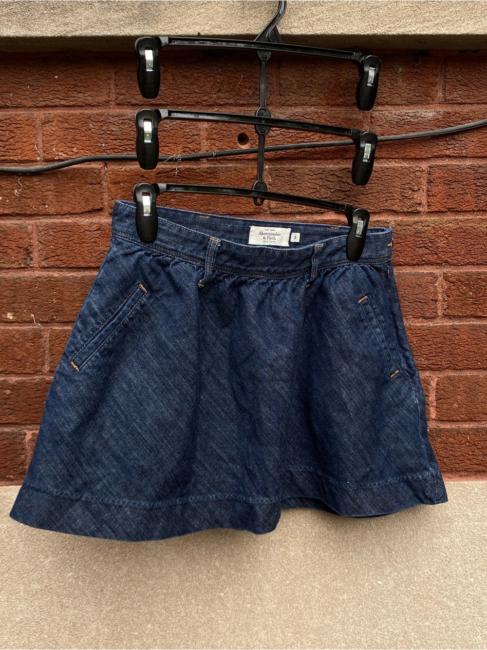 Abercrombie & Fitch Dark Indigo Denim Skirt - Navy Blue